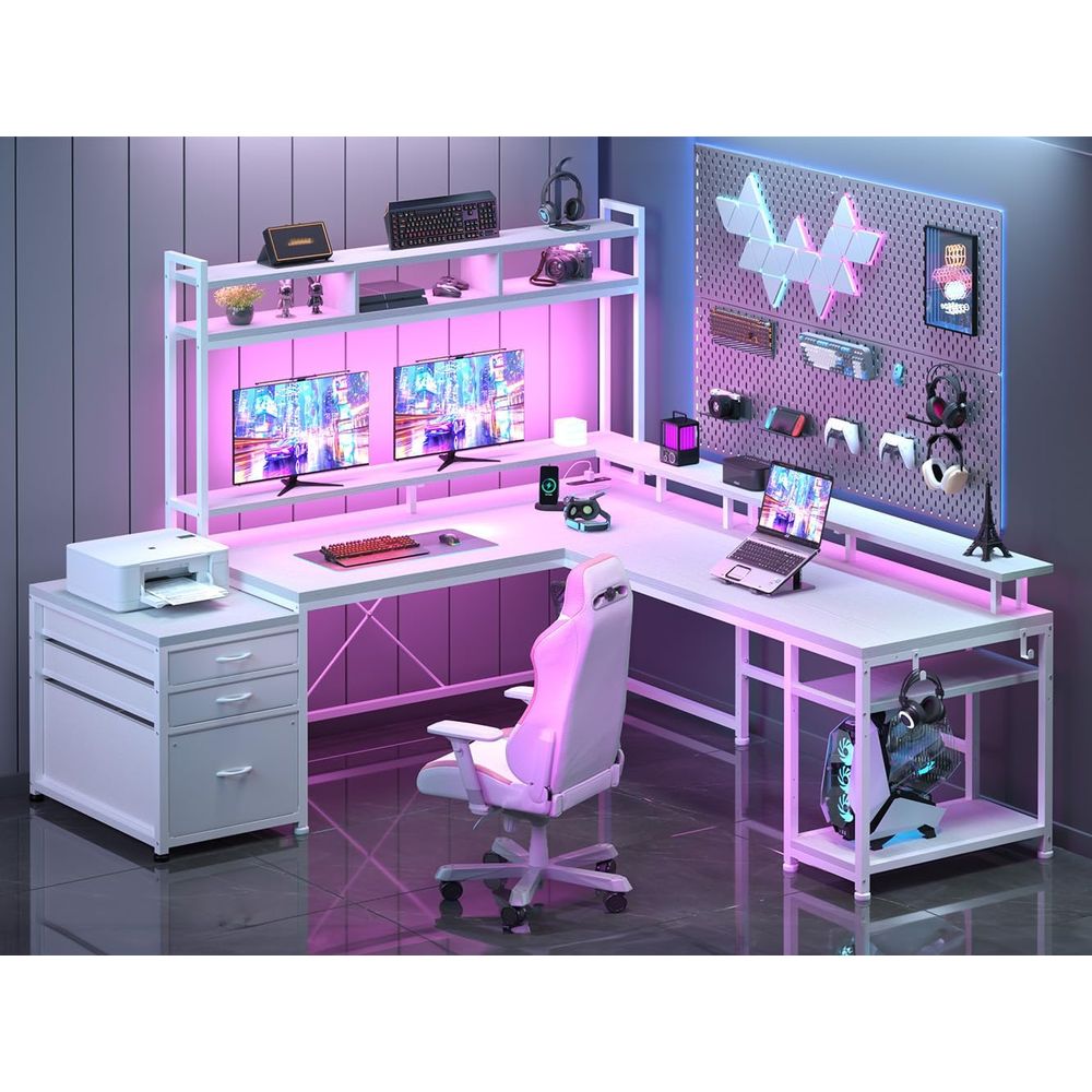Desk Setup No Monitor - Bureau en L de 104 pouces