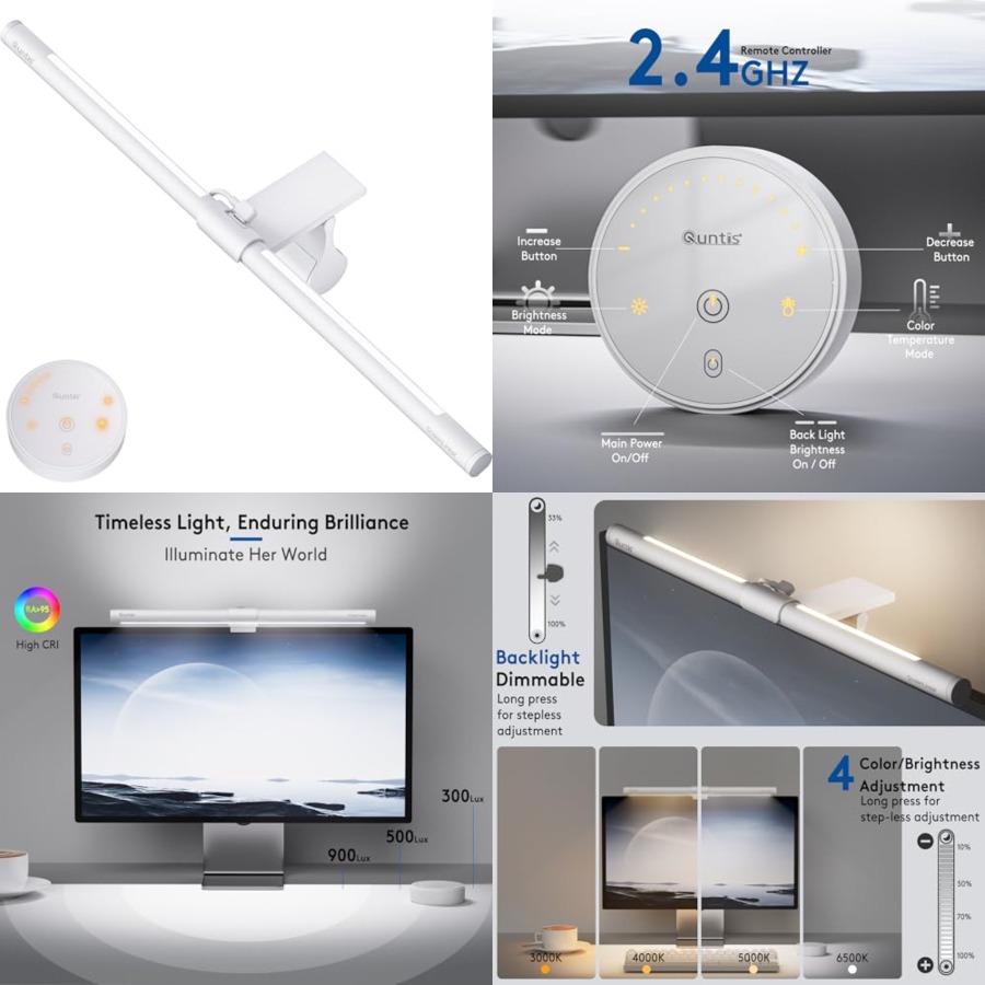 Desk Setup No Monitor - Barre lumineuse pour moniteur avec télécommande,