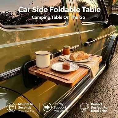 Desk Setup Wood - Table pliable en bois pour camping