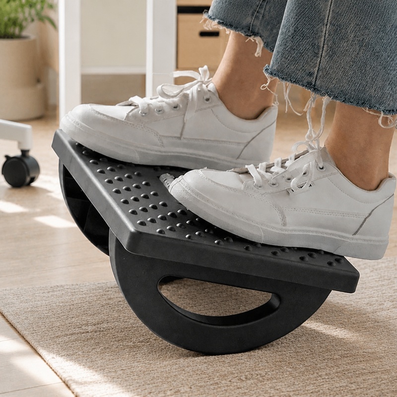 Desk Setup Ergonomic - Repose-pieds portable avec rouleaux de massage,