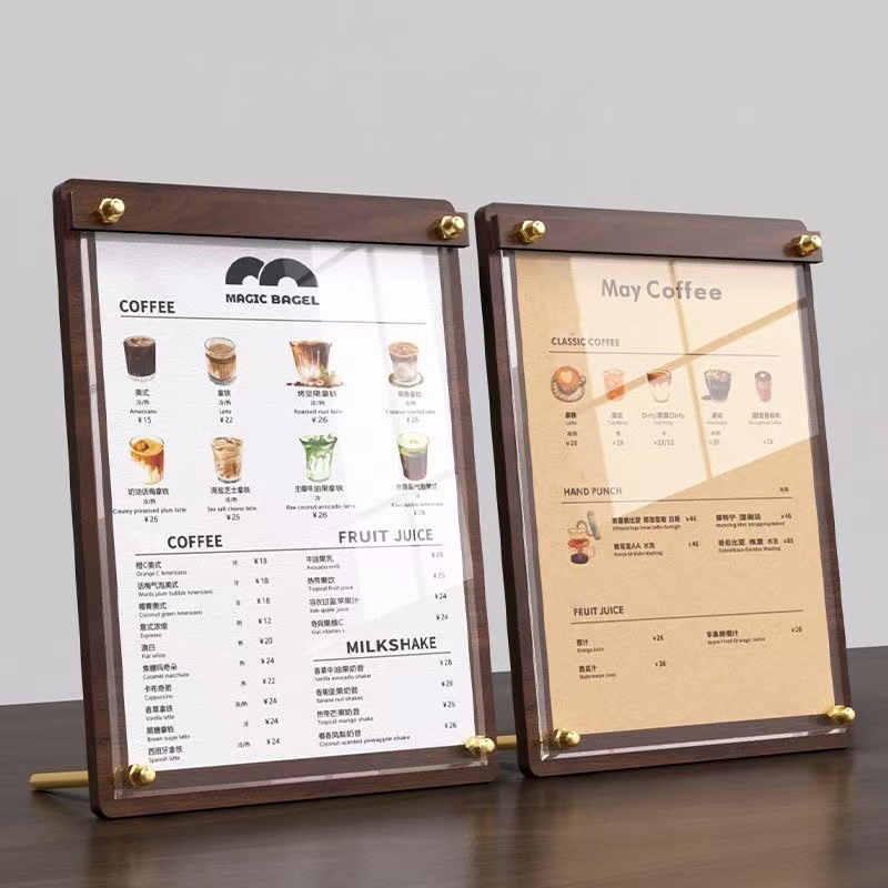 Desk Setup Wood - Support de menu personnalisé en acrylique