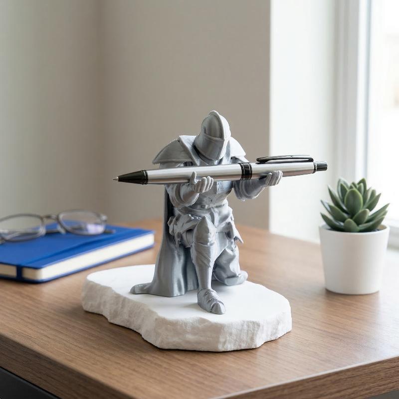 Desk Setup Home - Porte-stylo en résine, armure médiévale, organisateur