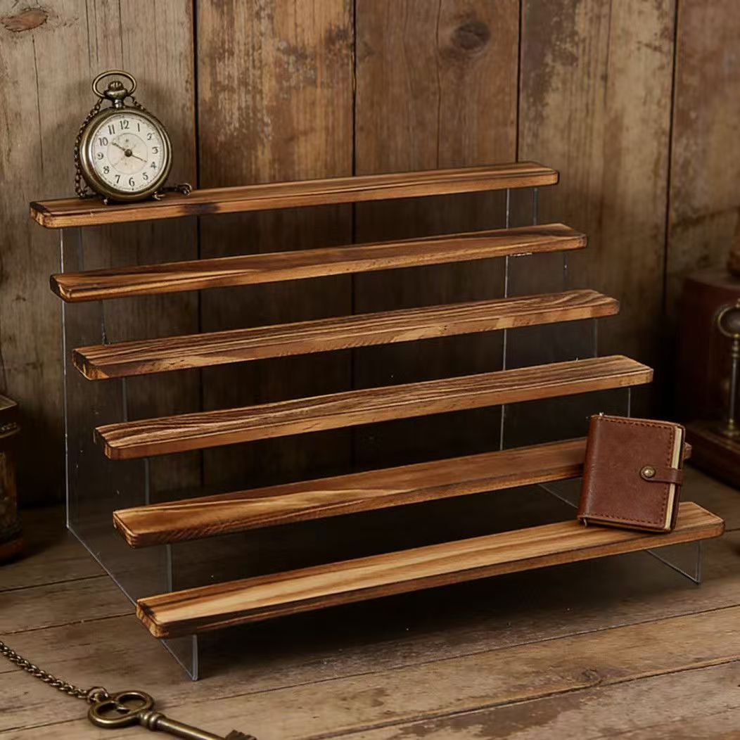 Desk Setup Wood - Présentoir en bois brûlé, support de