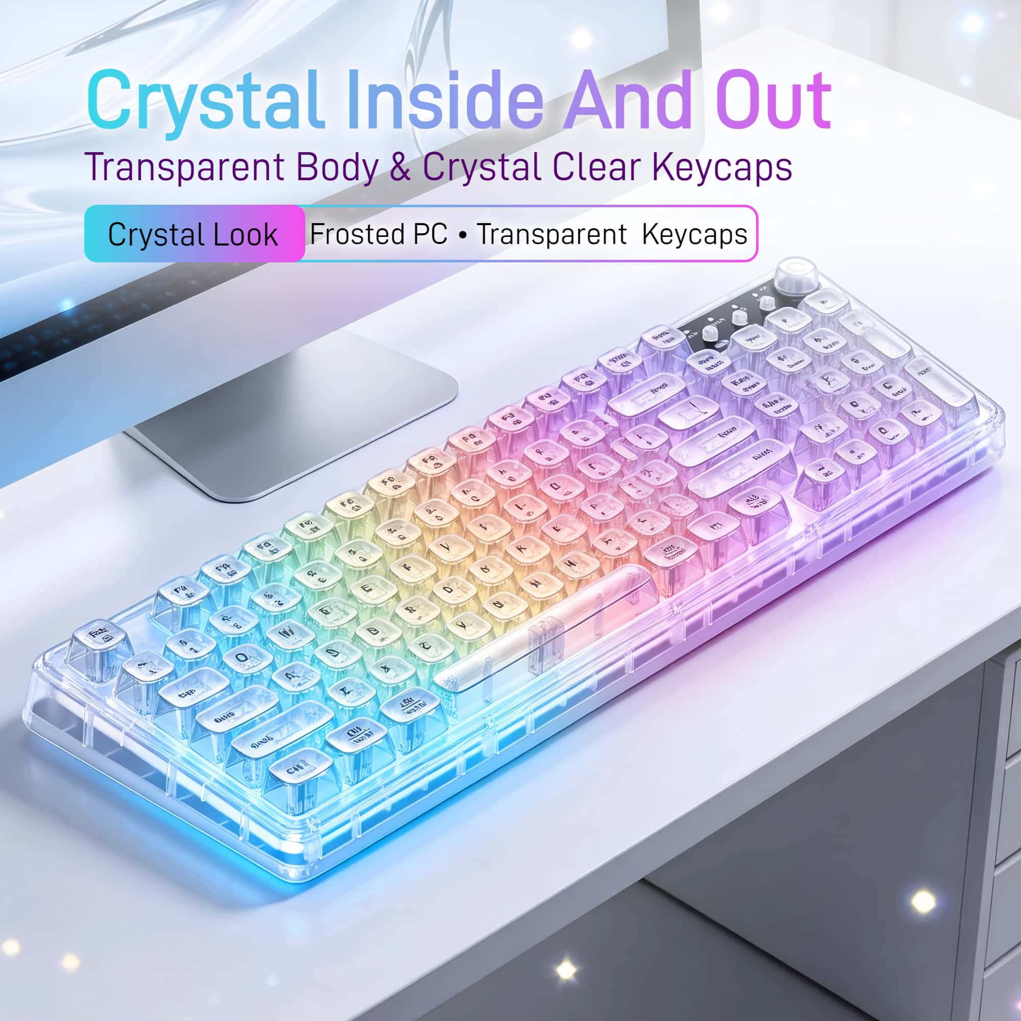 Desk Setup Tablet - Clavier de jeu sans fil transparent