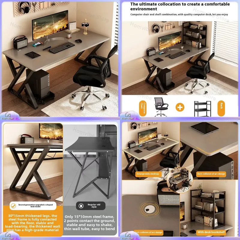 Desk Setup Ergonomics - Bureau d'ordinateur moderne en bois pour