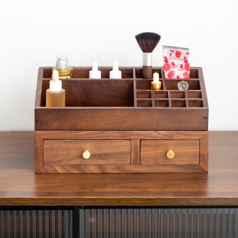 Drawer Organizer Bamboo - Organisateur double couche en bois massif,