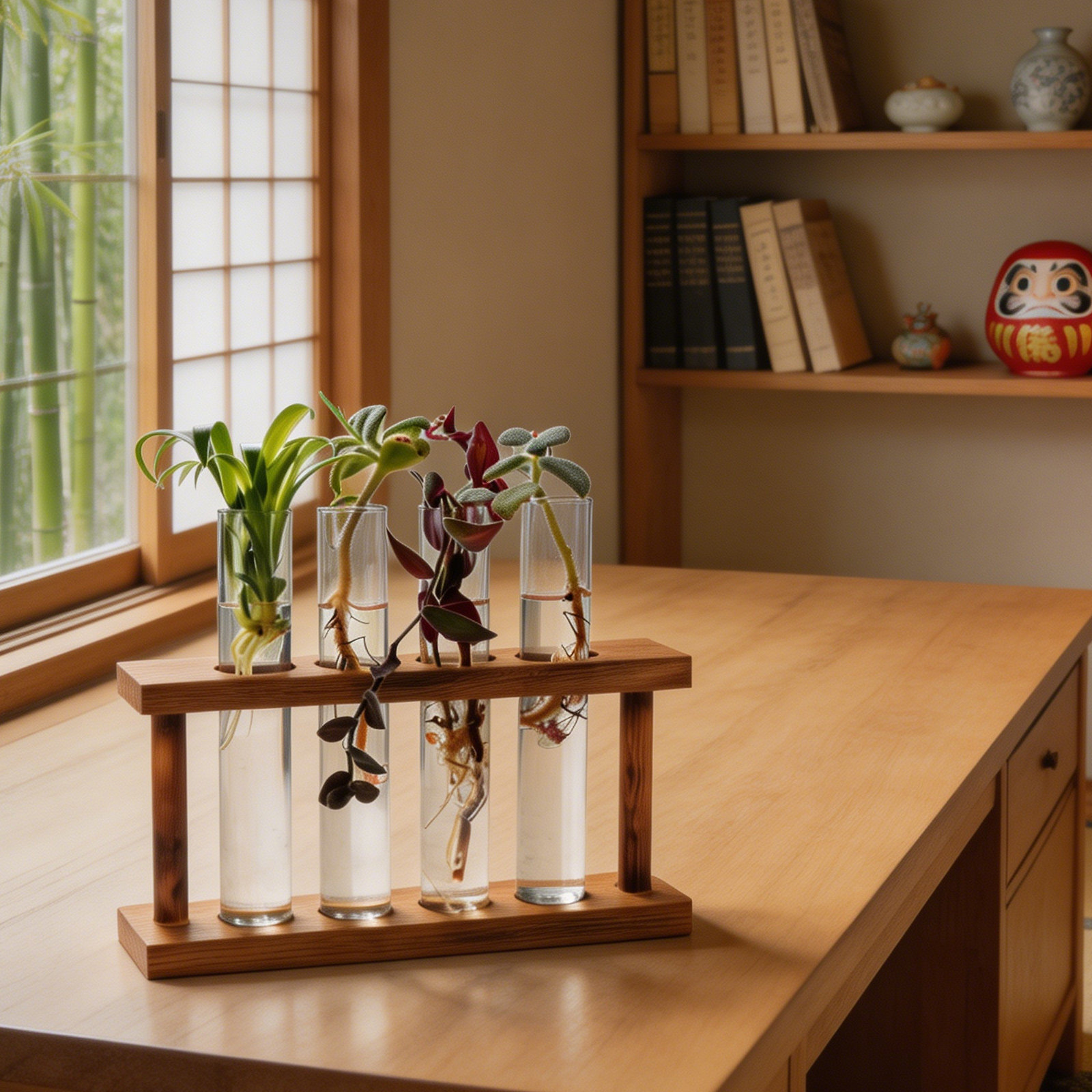 Desk Setup Wood - Station de propagation de plantes en