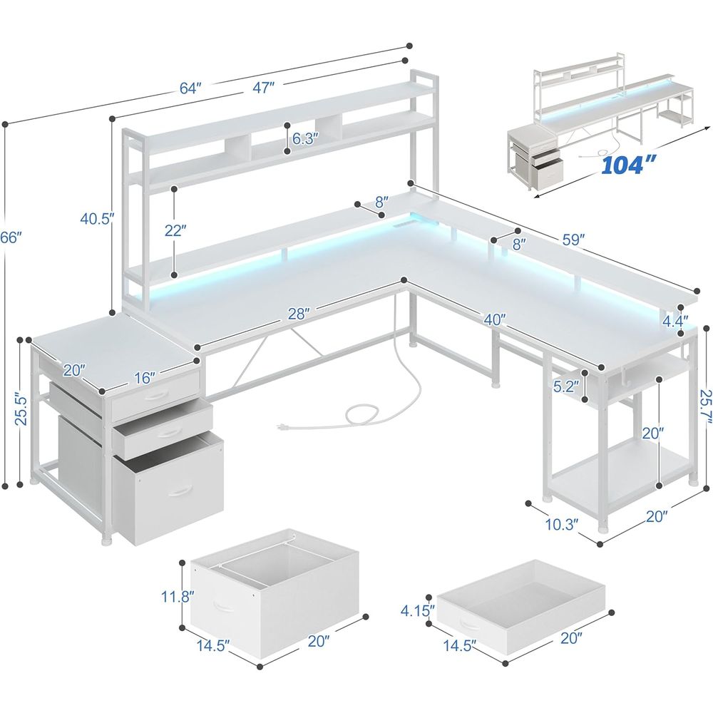 Bureau en L de 104 pouces pour - Desk Setup No Monitor avis et prix
