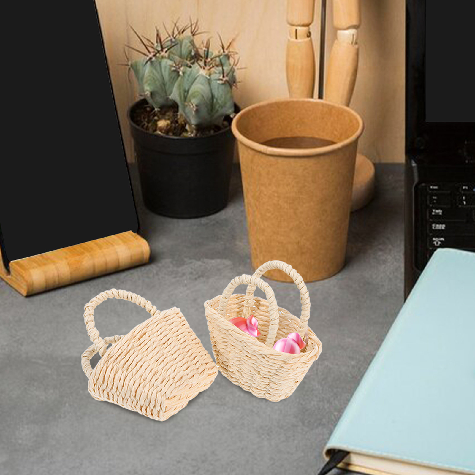 2 paniers miniatures en raphia - Desk Setup Diy avis et prix