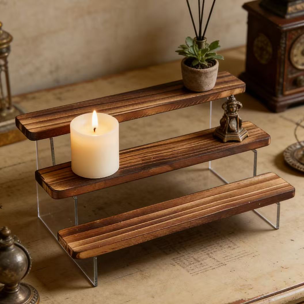 Présentoir en bois brûlé, supp - Desk Setup Wood avis et prix